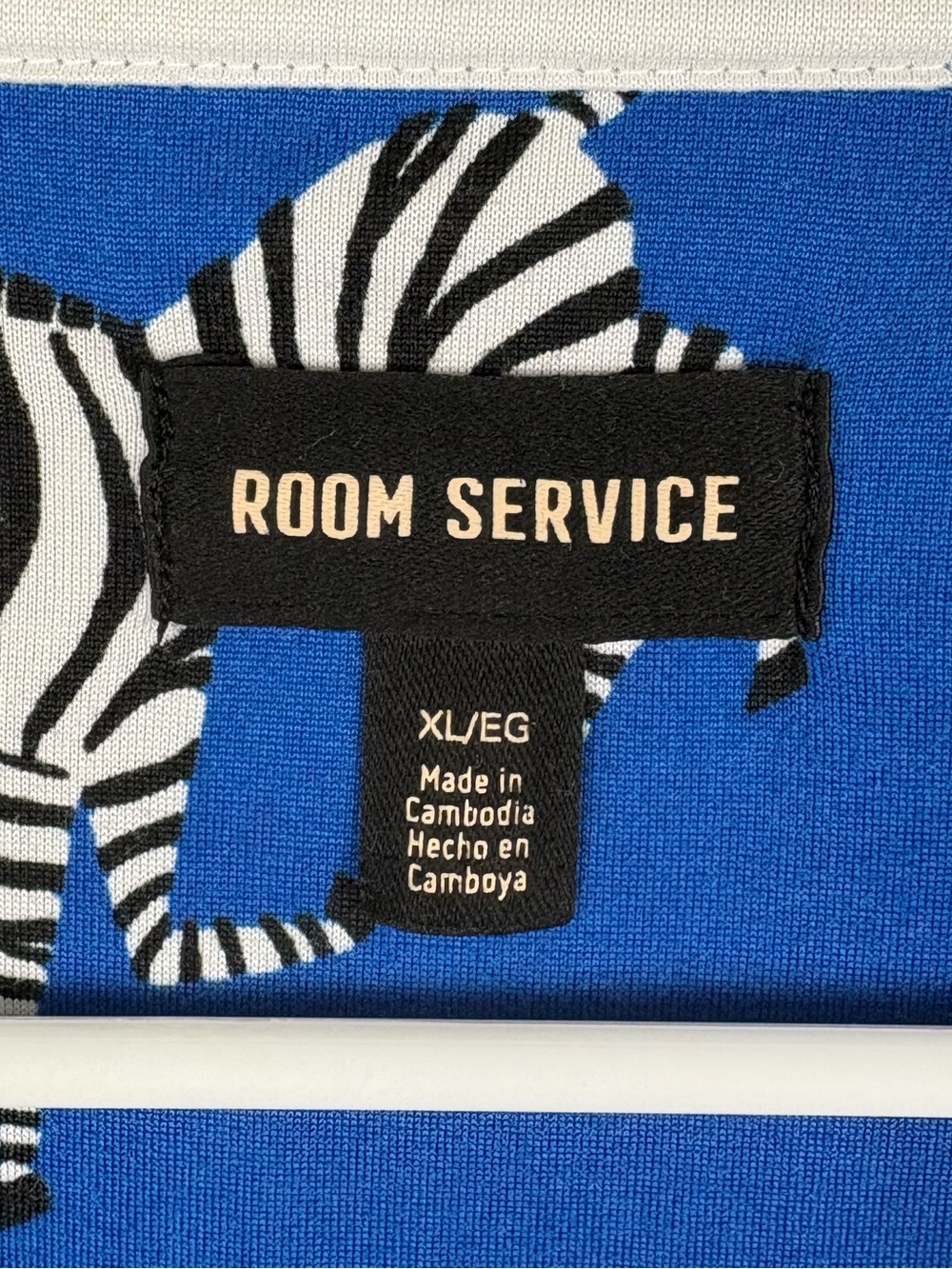 Room Service Blue Zebra Print Short Sleeve Cropped Pants Pajama 2PC Set XL EUC - Picture 2 of 13